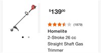 Homelite  2-Stroke 26 cc  Straight Shaft Gas