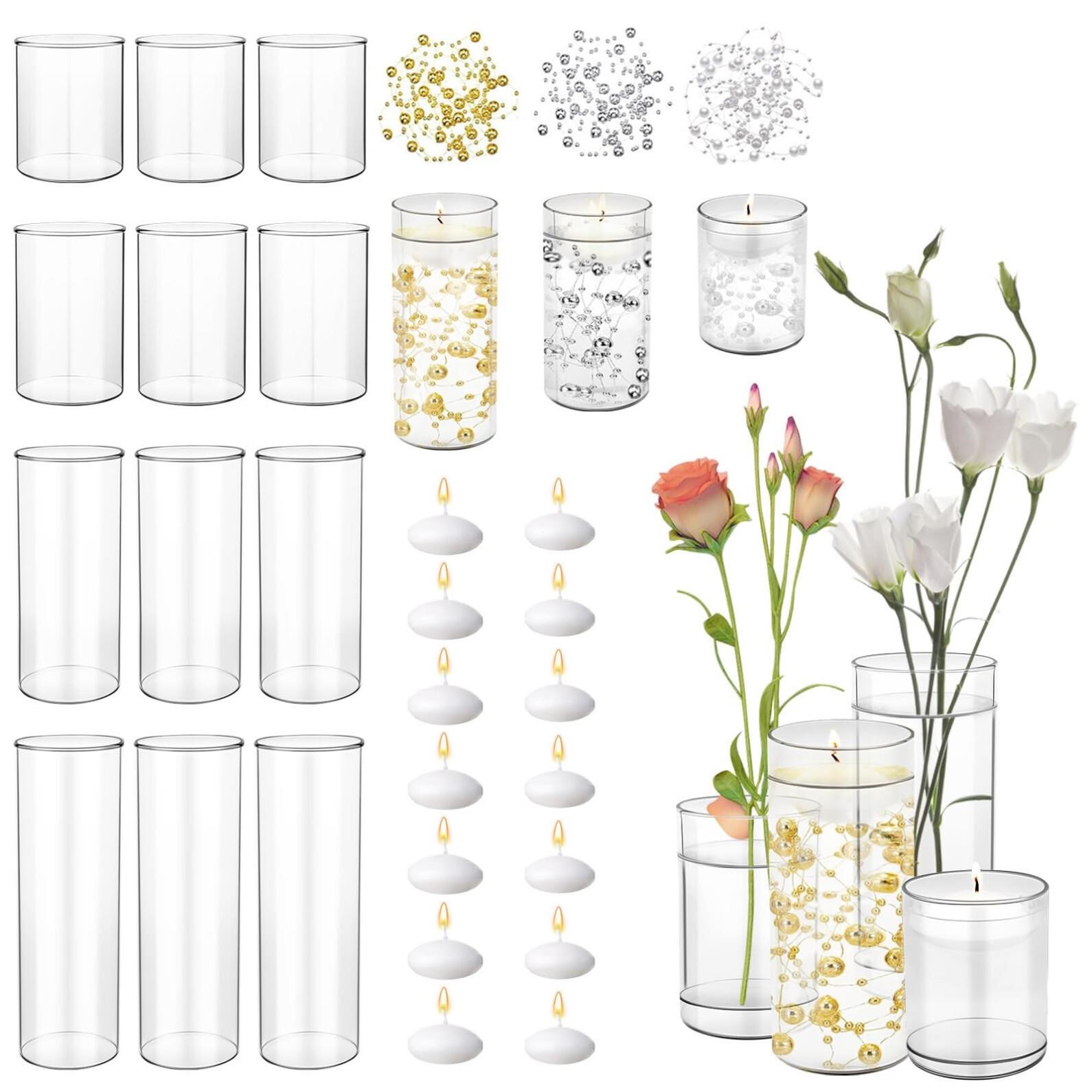 29 Pcs Glass Cylinder Vase, Multiple Size Clear Hu