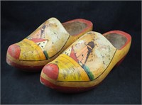 Vtg Holland Hand Carved Painted Men's Wood Shoes
