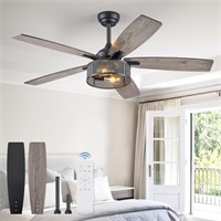 Farmhouse Ceiling Fans w/ Lights and Remote, 52"