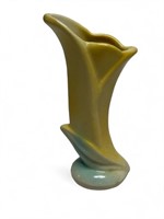 Shawnee Pottery lily bud vase yellow blue