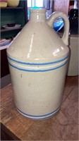 Blue & white striped stoneware jug moonshine