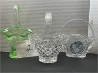 Vintage Lead Crystal Clear Glass & Green