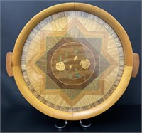 Rose Marquetry Parquetry Inlaid Tray VTG