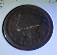 1847 large cent-punch on neck