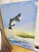 Signed Yank ? Oil on Canvas Fish Pic
