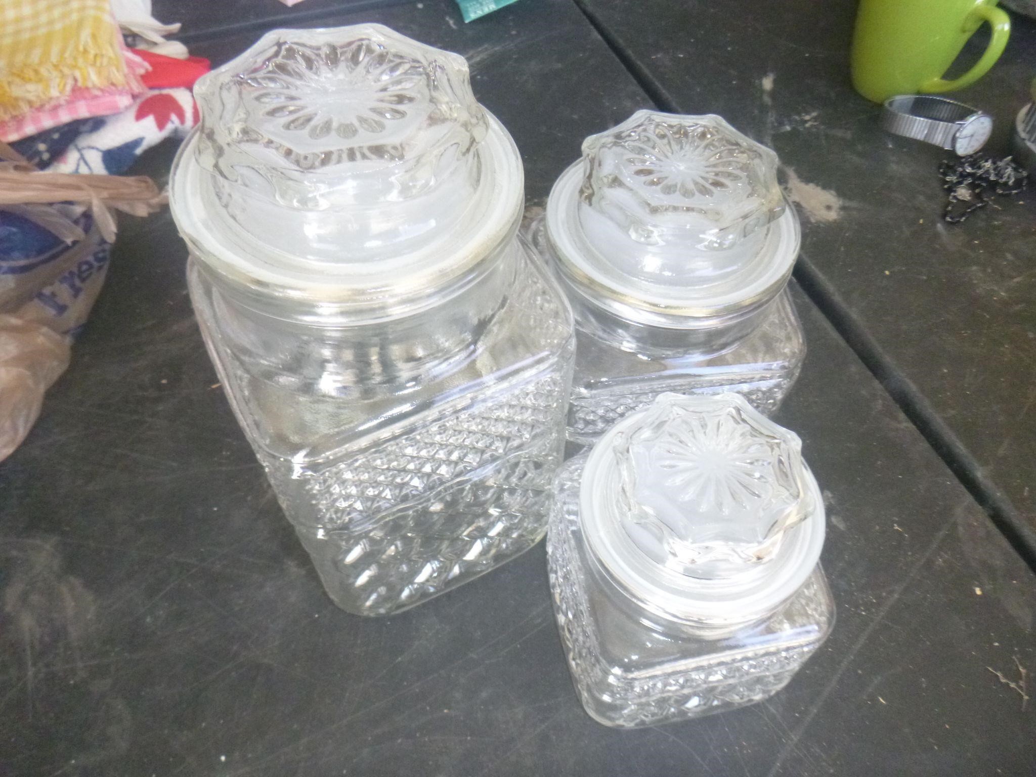 (3) Crystal Jars