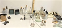 Box lot of laboratory items: glass slides, lenses,