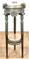 Continental Style Rams Head & Marble Top Pedestal