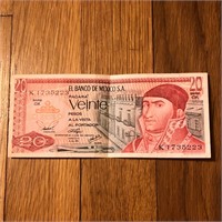 1976 Mexico 20 Pesos Banknote