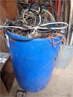 Blue Poly Barrel w/ Scrap Wire - 21" Diam. x 33"H