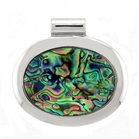 Sterling Silver Oval Natural Rainbow Conch Pendant