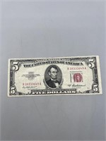 1953a $5 Red Seal Note