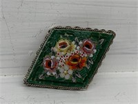 Silver Brooch with Rose Pattern