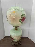 Vintage hand painted hurricane lamp