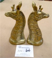 2 Brass Giraffe Head Book Ends