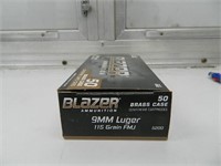 BLAZER 9MM BRASS CASE 50 RD BOX