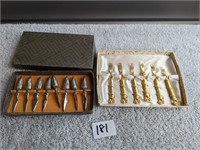 Vintage Gold Cocktail Forks & Metal Corn Cob Holdr