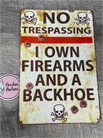 Metal sign No Trespassing