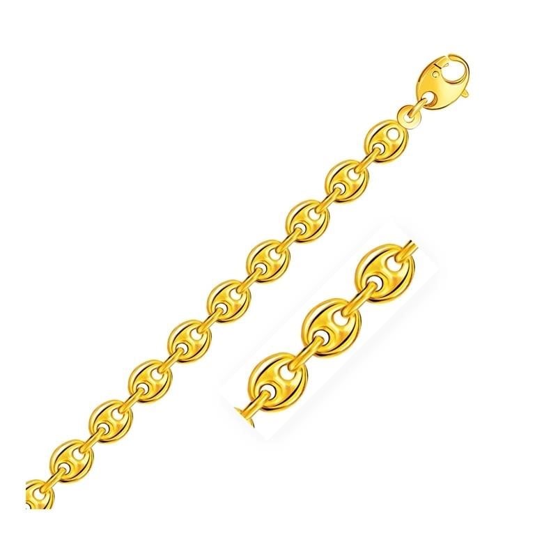 14k Gold Puffed Mariner Link Bracelet