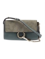 Chloe Blue Leather Gold-tone Snap Crossbody Bag