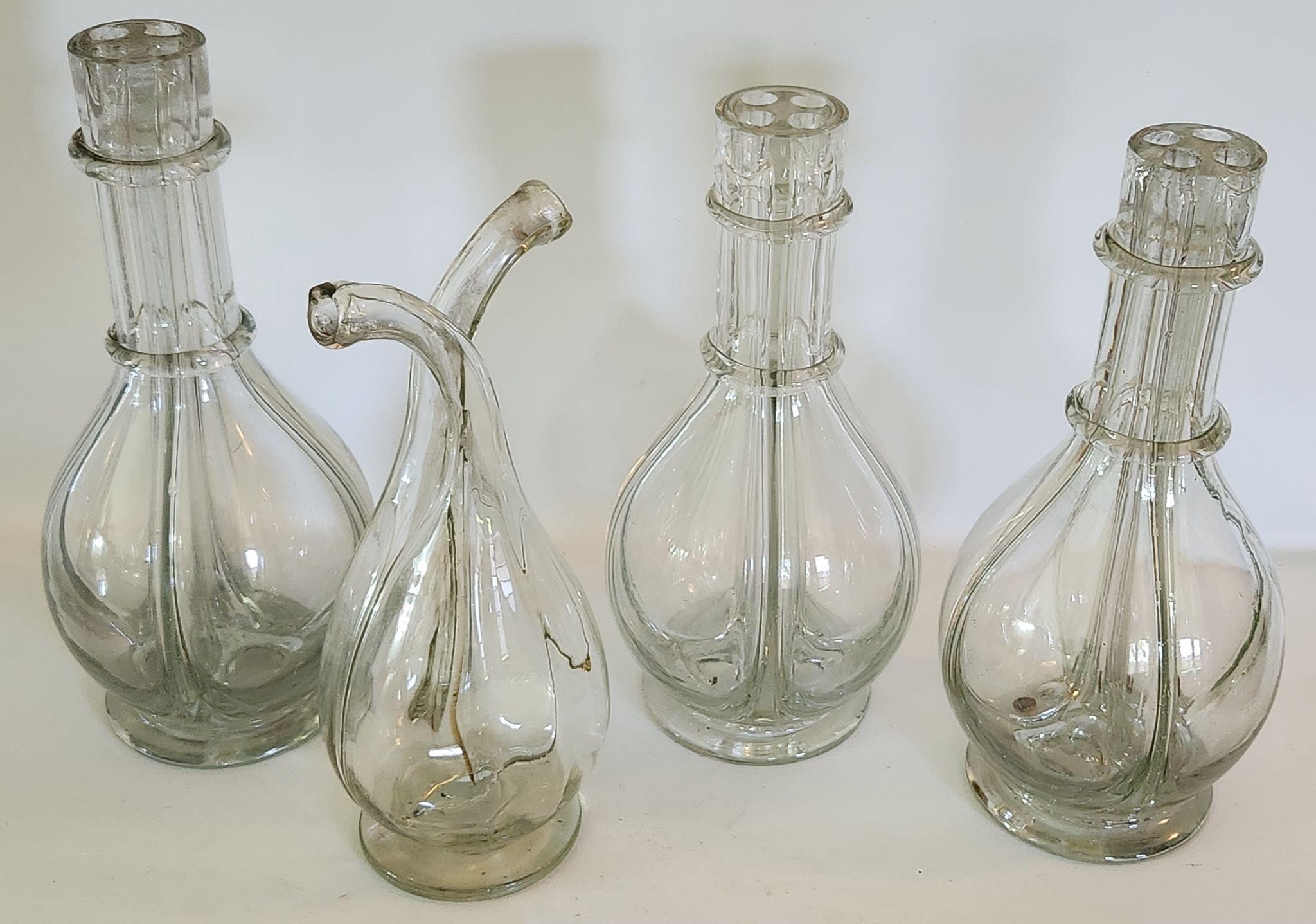 Lot of 4 Glass 4 Stem Bud Vases Made in France