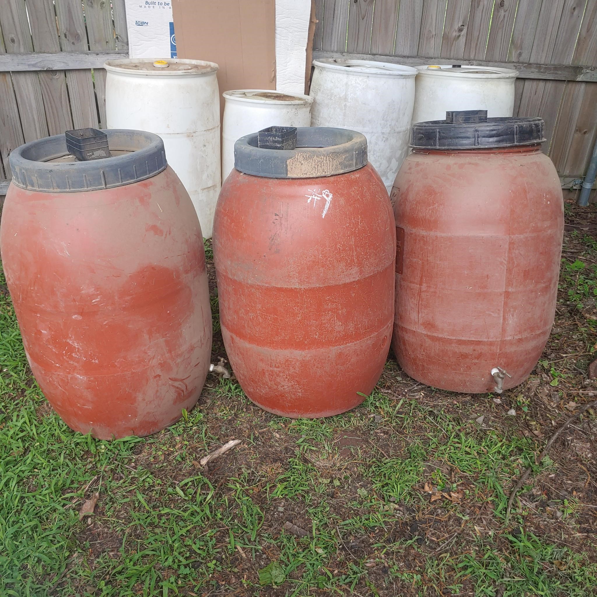 3 PLASTIC BARRELS