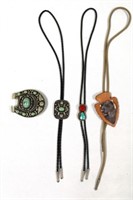 (4) Assort. Bolo Ties & Horseshoe Belt Buckle