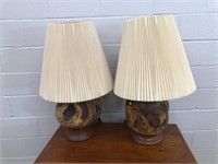 (2) Wooden Live Edge Table Lamps