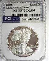 2012-S Silver Eagle PR70 DCAM LISTS $150
