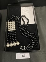 Simulated Black & White Pearl Necklace.