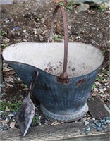 Vintage Ash Bucket with Scoop 12.5"W 19"T