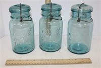 Blue Ball Jars w/Glass Lids