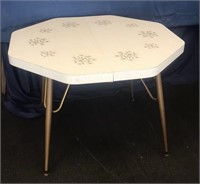 Retro Formica Wood Octagonal Table with Floral Top