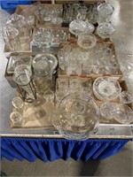 Large lot of clear glass, including candy dishes,