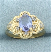 Tanzanite and Diamond Ring in 14k Yellow Gold