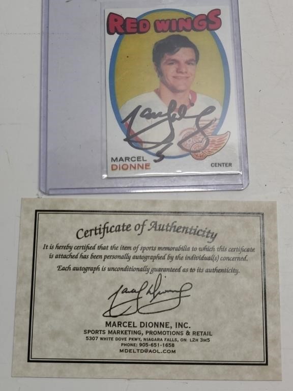 Marcel Dionne Signed Card w/ Cert of Auth