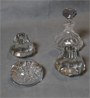Pair of Crystal Candlestick Holders, Decanter &