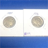 1936  1937  Buffalo nickels