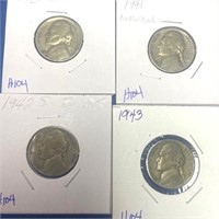 1940  1941  1942  1943 Jefferson Nickel