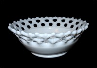lace edge milk glass bowl