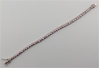 Sterling Pink Sapphire Tennis Bracelet