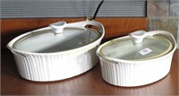 Pair Of Corning Ware French White Oval Bakers