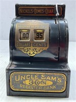 UNCLE SAM'S 3 COIN METAL BANK