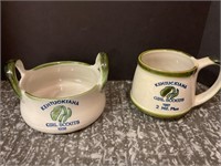 Louisville stoneware Girl Scout mug and bowl