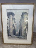 Framed Hand colored lithograph, dimensions are 19
