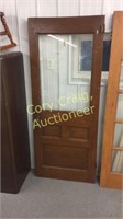 Wood door with glass and original hardware and