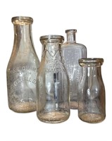 (4) Vintage Bunker Hill VA Milk Dairy Bottles