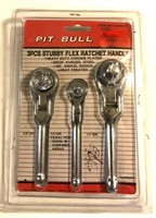 NIB 3pc Stubby Flex Head Ratchet