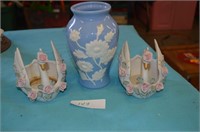 Vintage Japanese Vase and Swans